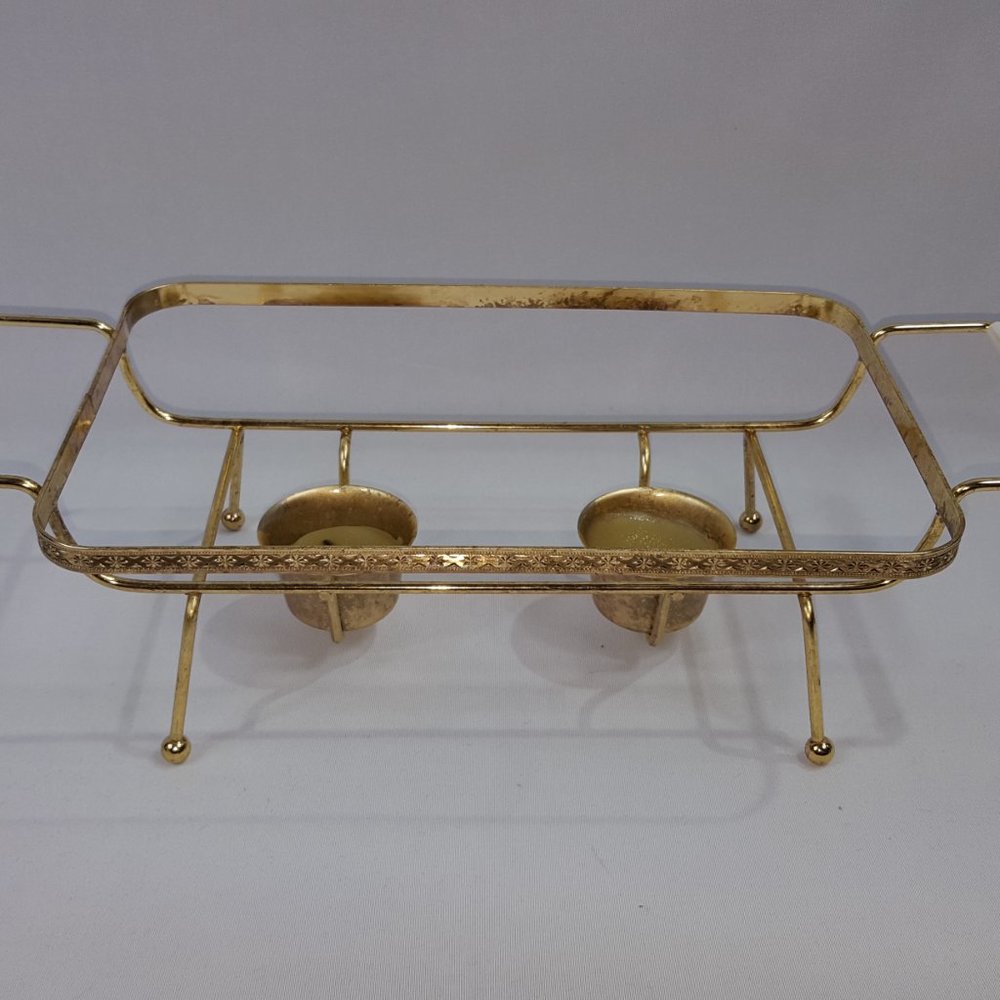 Fire-King Anchorwhite Vintage Baking Pan with Twin Candle Warmer by Anchorglass - Picture 3 of 4